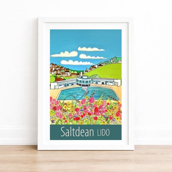 Saltdean Lido Brighton travel poster print by Susie West