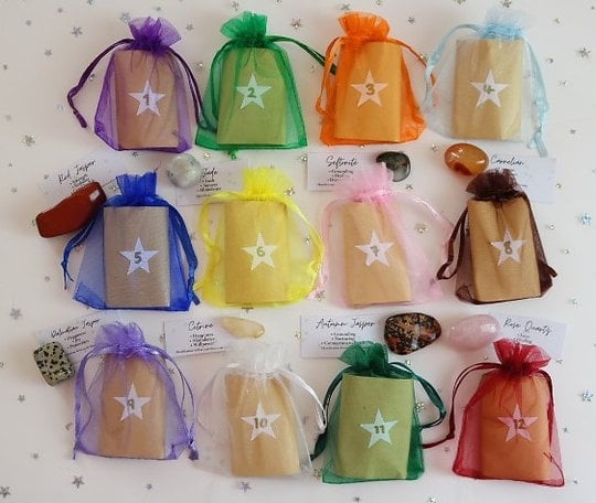 12 or 24 Day Gemstone Crystal Advent Calendar – Crystal Christmas Gift
