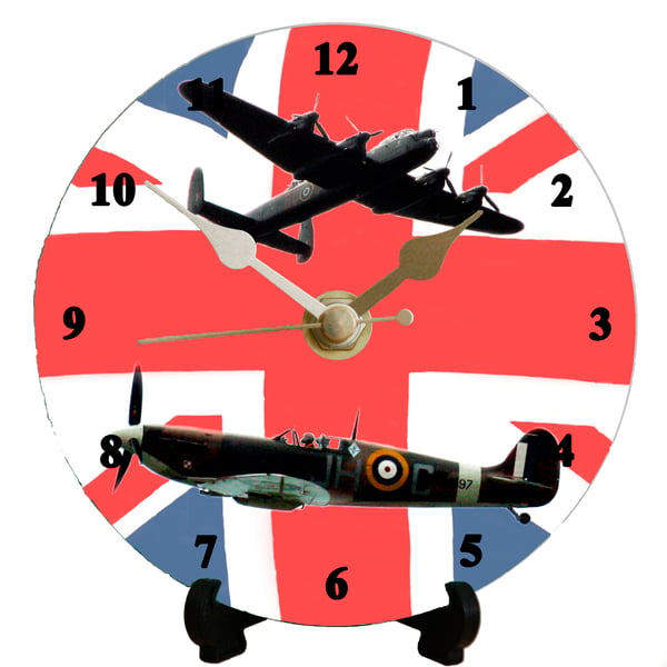 12cm DIY clock kit Lancaster and Spitfire - Wall or Desk clock