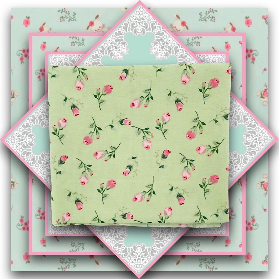 Rosebuds on Pale Green Fat Quarter 