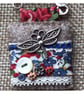 Brooch. Liberty fabric felt lace and dragonfly charm. - Image 1