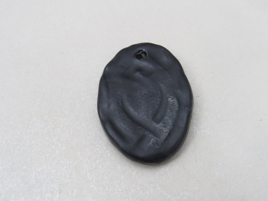Large Coal Black Knotwork Ceramic Pendant