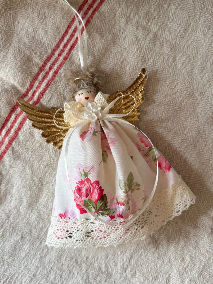 Handmade Heirloom Christmas Fairy Angel Hanging Decoration Vintage Style 
