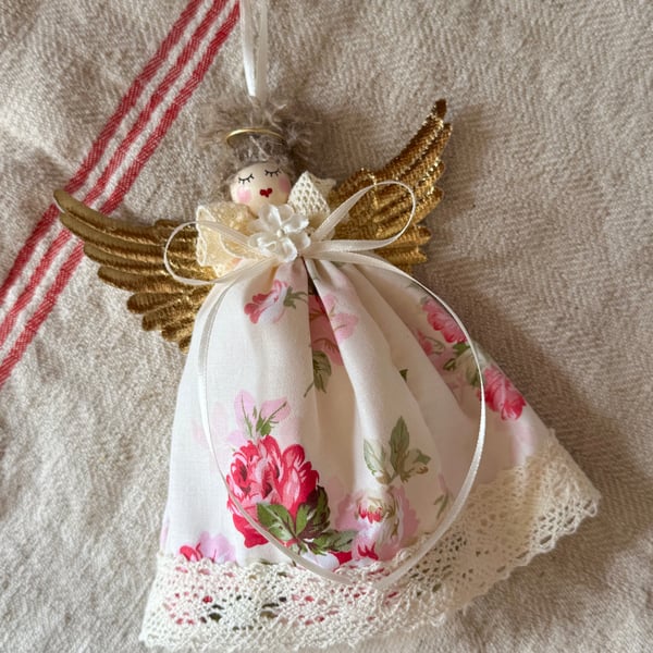 Handmade Heirloom Christmas Fairy Angel Hanging Decoration Vintage Style 