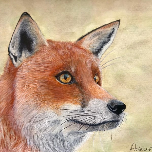 “Autumn Fox” blank card or mini print to frame 