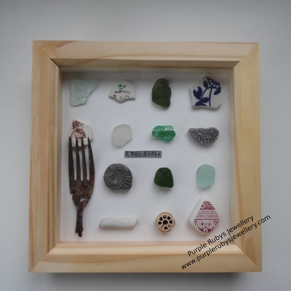 Colours of Lyme Regis Sea Glass, Sea Pottery & Fossil Picture P152