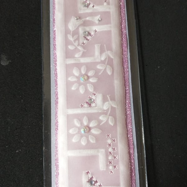 Pretty pink floral parchment bookmark