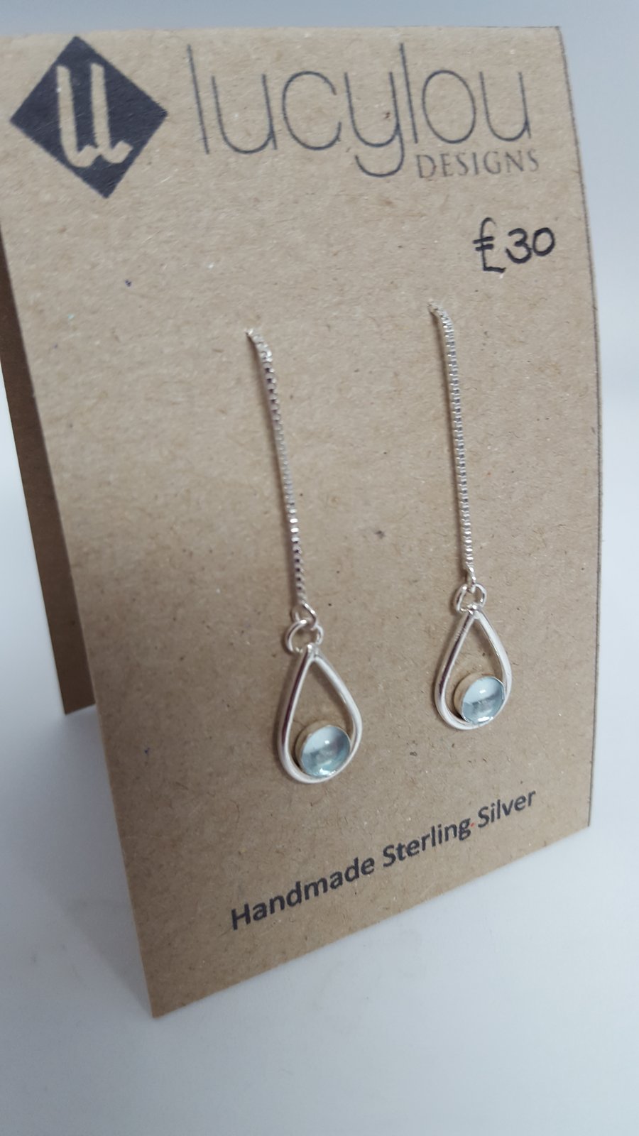Sky Blue Topaz Silver Threader Earrings
