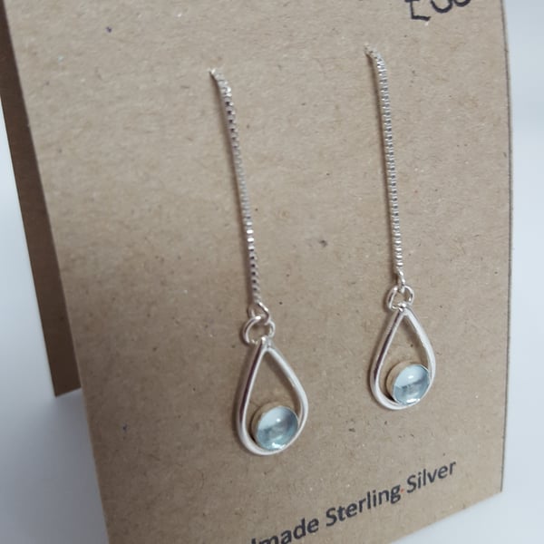 Sky Blue Topaz Silver Threader Earrings