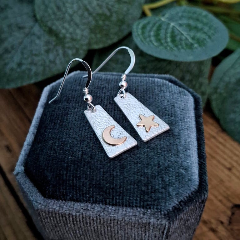 Handmade Moon & Star Earrings 