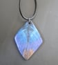 Metallic Electric Blue & Purple Feather Pendant, Diamond Polymer Clay Necklace