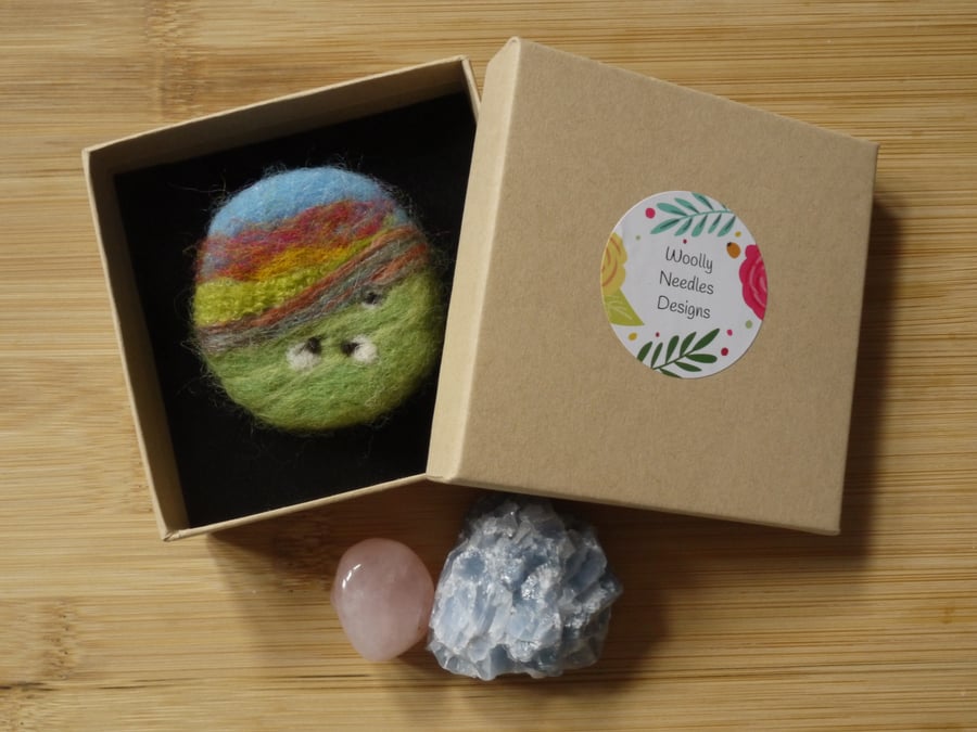 Needle felted Scenic Sheep Brooch in 3 designs