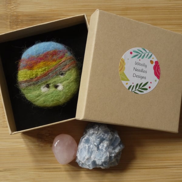 Needle felted Scenic Sheep Brooch in 3 designs