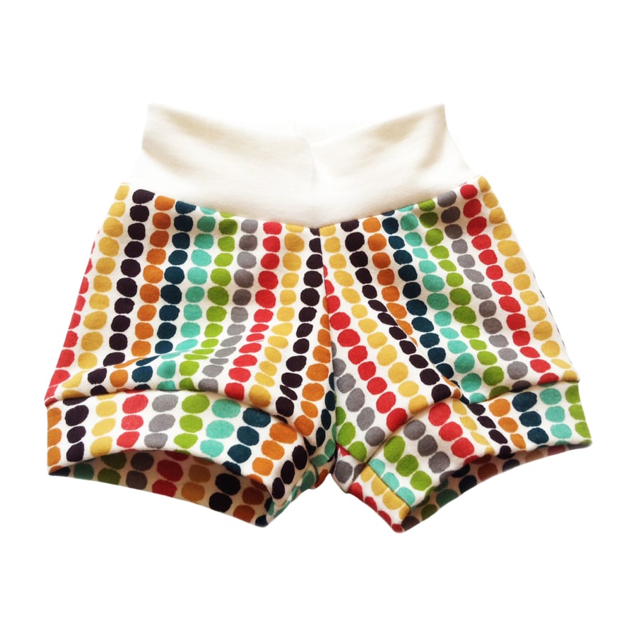 Baby Shorts, ORGANIC Baby Easy to wear CUFF SHORTS in PEBBLE STRIPE Gift Idea