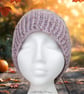 Crochet hat, beanie. Oatmeal, brown marl ladies swirl pom pom hat. Ladies hat. - Image 2