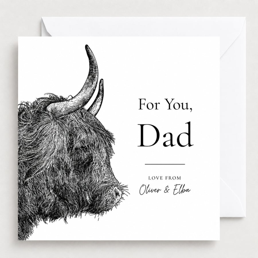 Personalised Highland Cow Father's Day Card