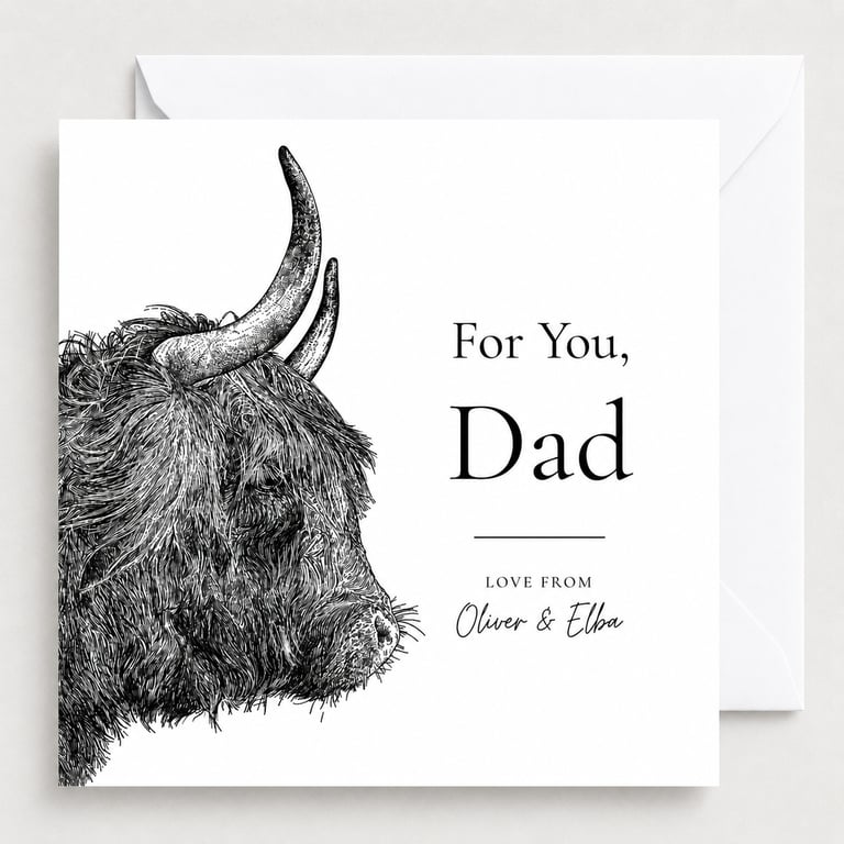 Personalised Highland Cow Father's Day Card