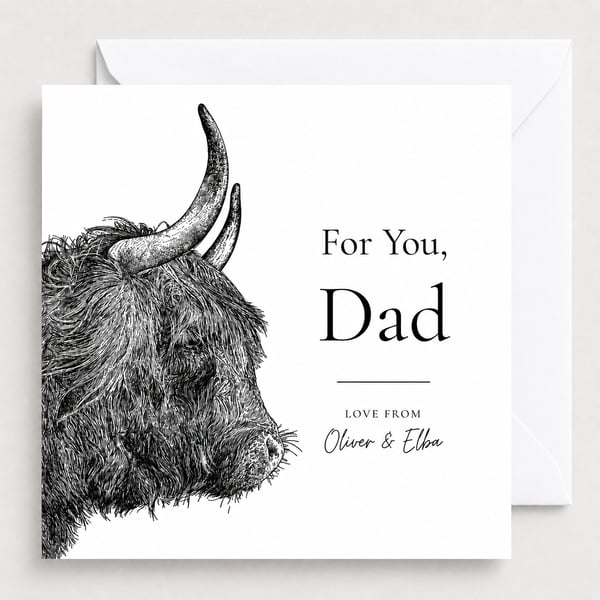 Personalised Highland Cow Father's Day Card