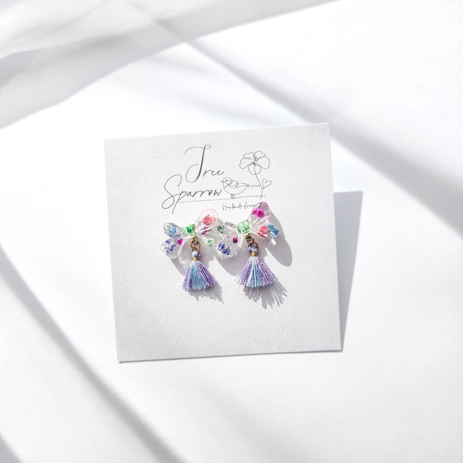 Dried Flowers Bow Earrings Cute Earrings
