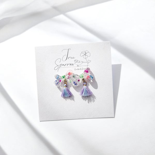 Dried Flowers Bow Earrings Cute Earrings