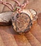 Carved Cherry Wood Pendant Inlaid with Copper - Image 2