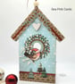 Nordic Christmas Decoration, Birdhouse - hanging wooden ornament, gift, robin  - Image 5