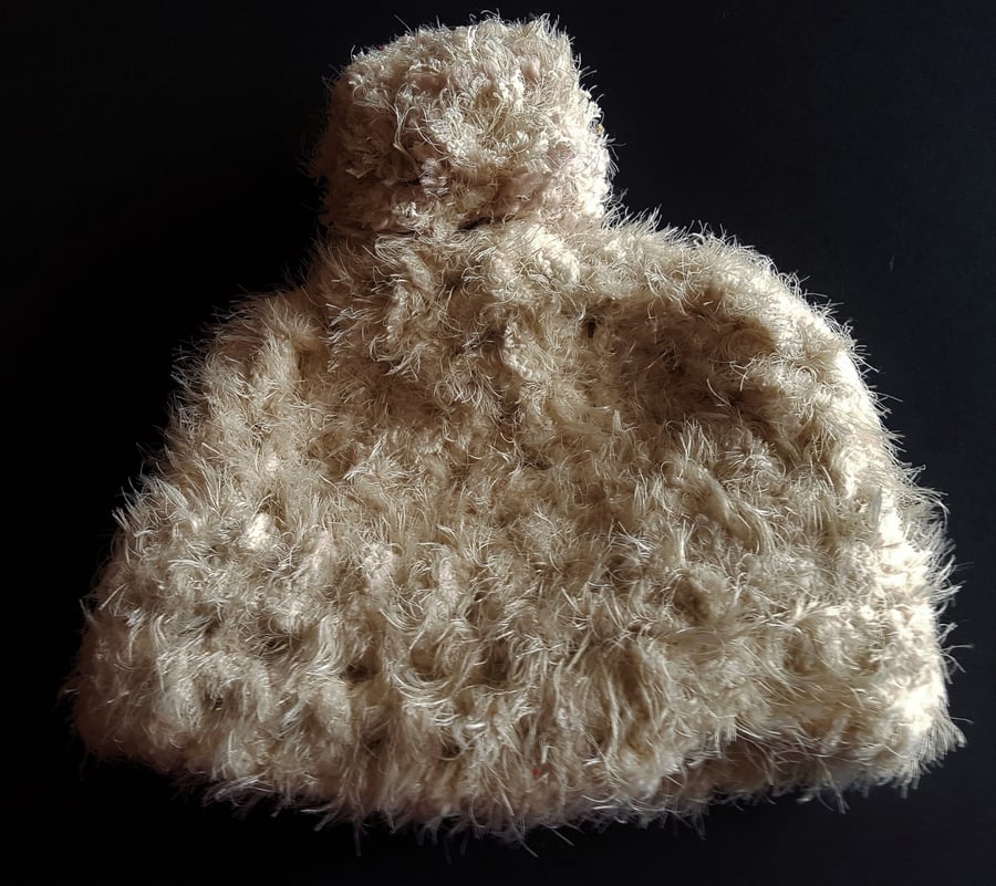 Fawn Chunky Crochet Bobble Hat