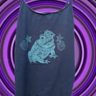 upcycled lino print jester toad vest top sized extra large
