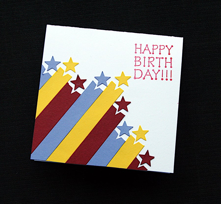 Happy Birthday Star Stripes - Handcrafted Birthday Card - dr21-0006