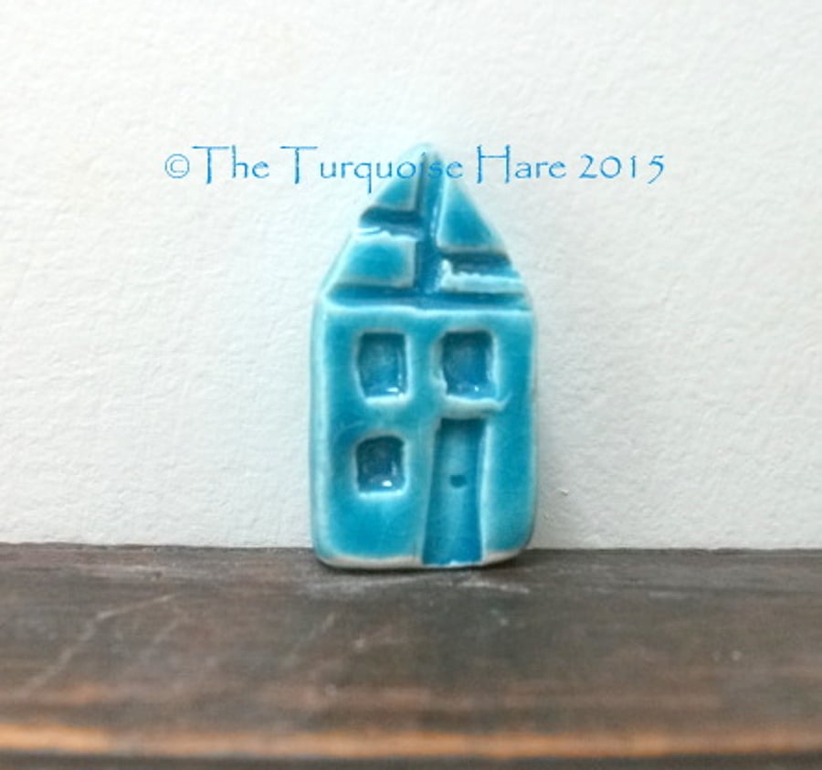 Sale - Little ceramic turquoise house