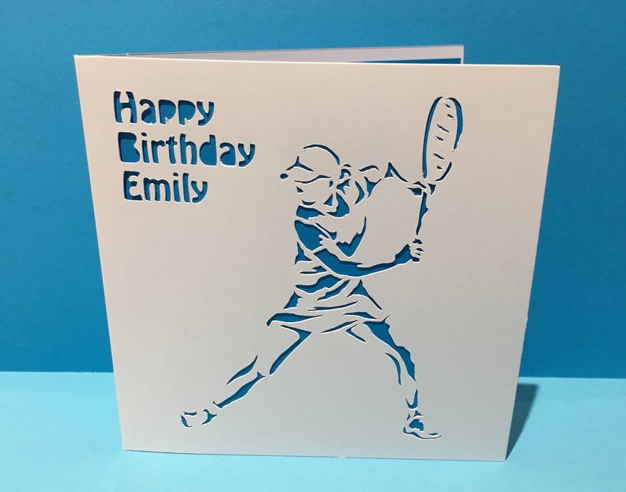 Tennis Card - Hand Cut Tennis Player - Birthday Card