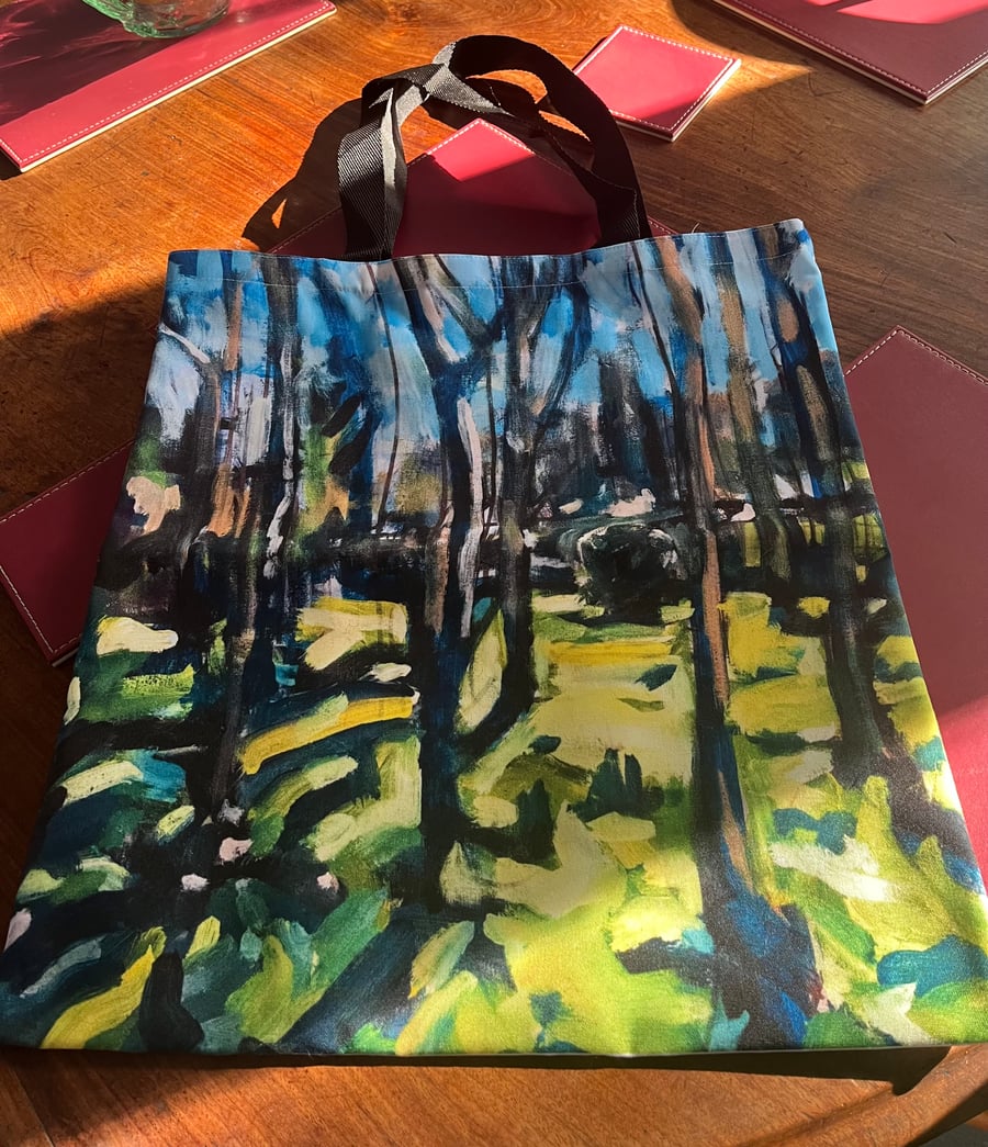 Beautiful colourful Tote  Bag wirth original artwork print  a Spring Copse