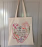 Hand Embroidered Lined Tote Bag