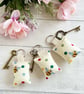 Bees and Polka Dots Handmade Fabric Key Rings made with Emma Bridgewater Fabric  - Image 1