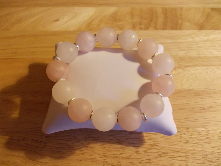 Chunky frosted rose quartz stretchy bracelet