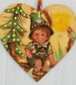 Tyrollean design: Decoupaged Wooden Hanging Heart 15cm (6") - Image 4