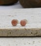 Sterling Silver Stud Earrings with 6mm Rhodochrosite Striped Gemstones. - Image 4