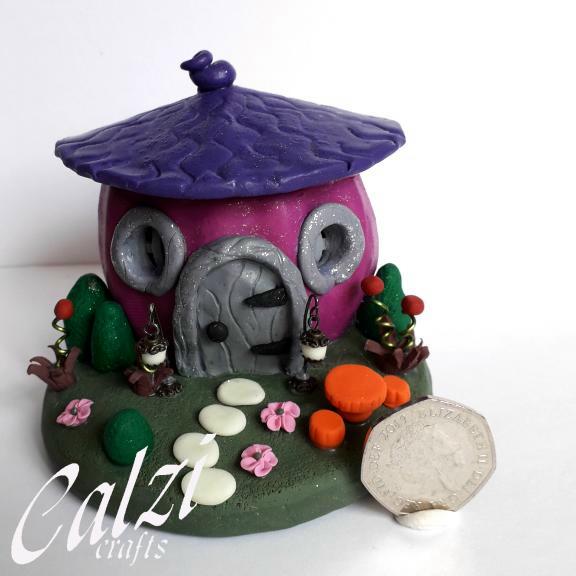 Polymer Clay Fairy House Tealight Holder (2)