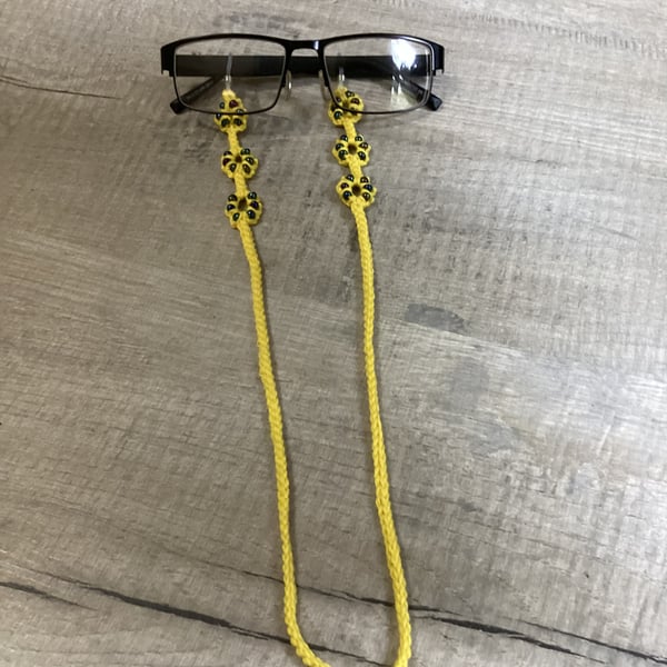 Crochet Yellow cotton glasses chain