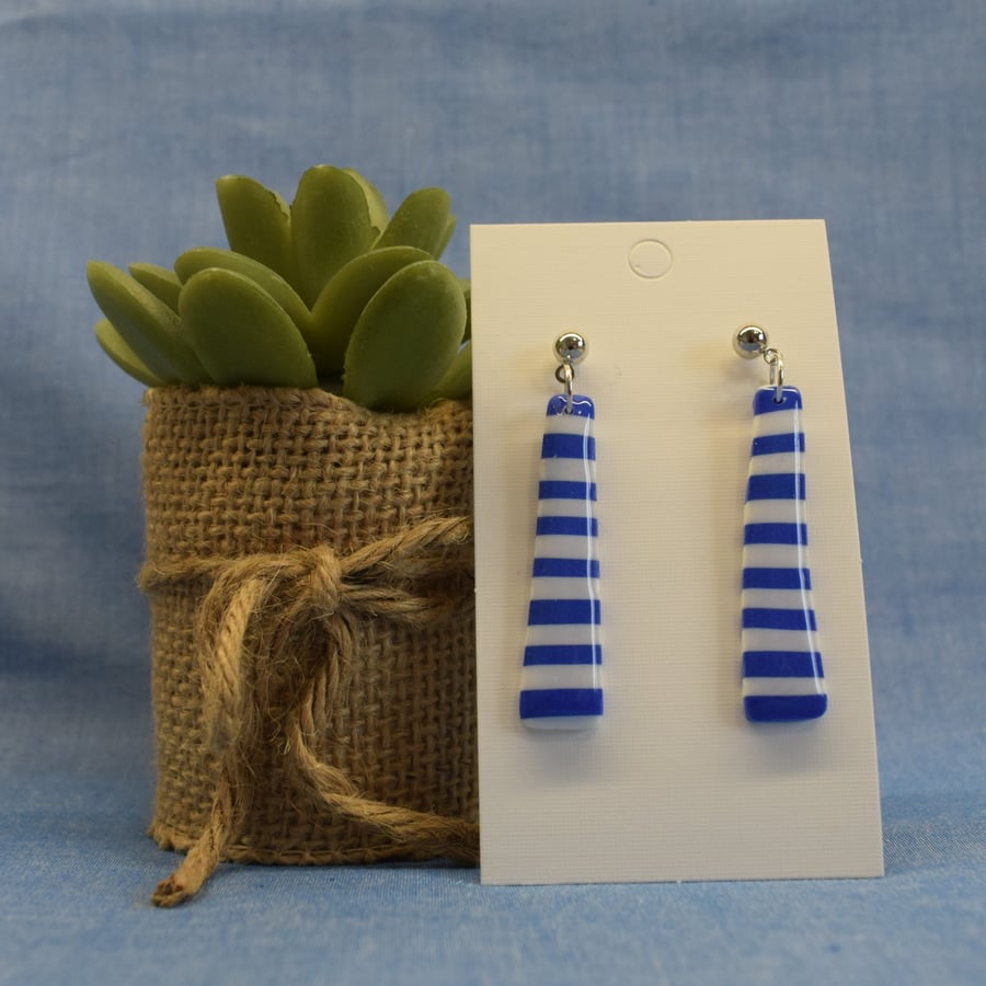 Long Stripe Drop Earrings