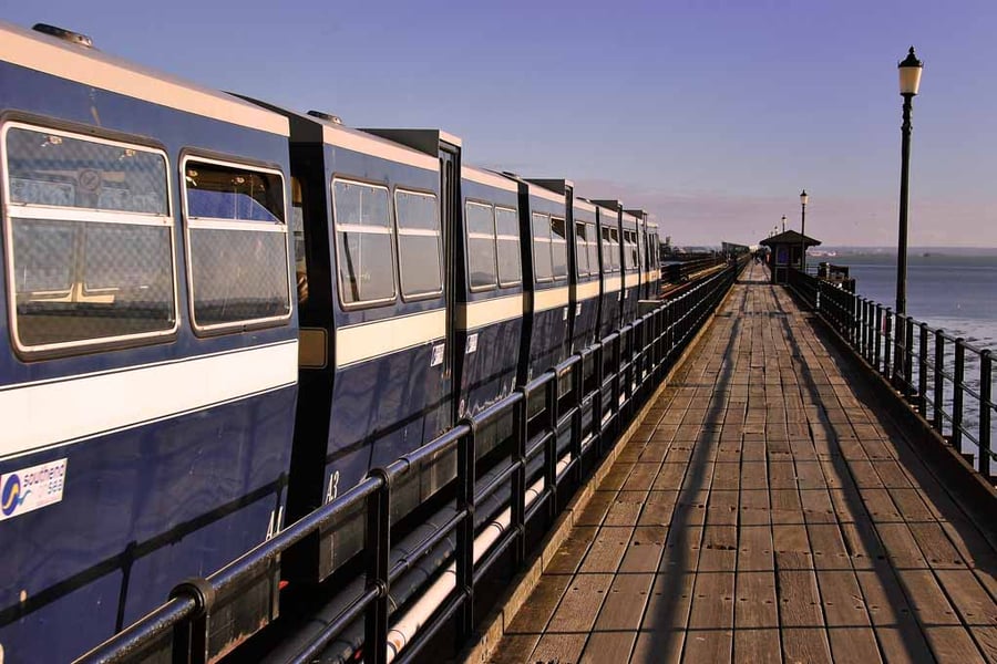 Southend on Sea Pier And Railway Train Essex UK 18"x12" Print