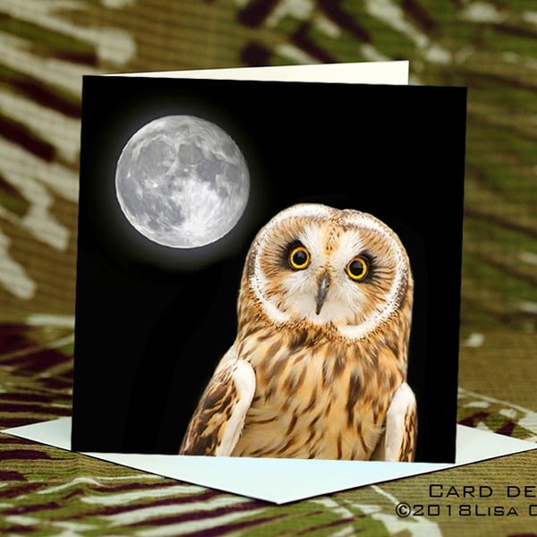 Exclusive Handmade Owl Moon Greetings Card on Archive Photo Paper