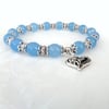 Handmade blue jade bracelet with heart charm