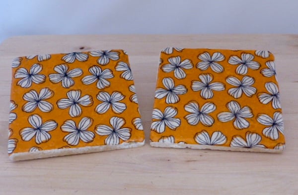 Marble 'Orange Floral' Coasters