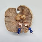 Hammered Copper & Lapis Blue Bead Dangle earrings