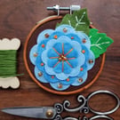 Whimsical Spring Garden handmade wall decoration, keepsake, blue and brown 1