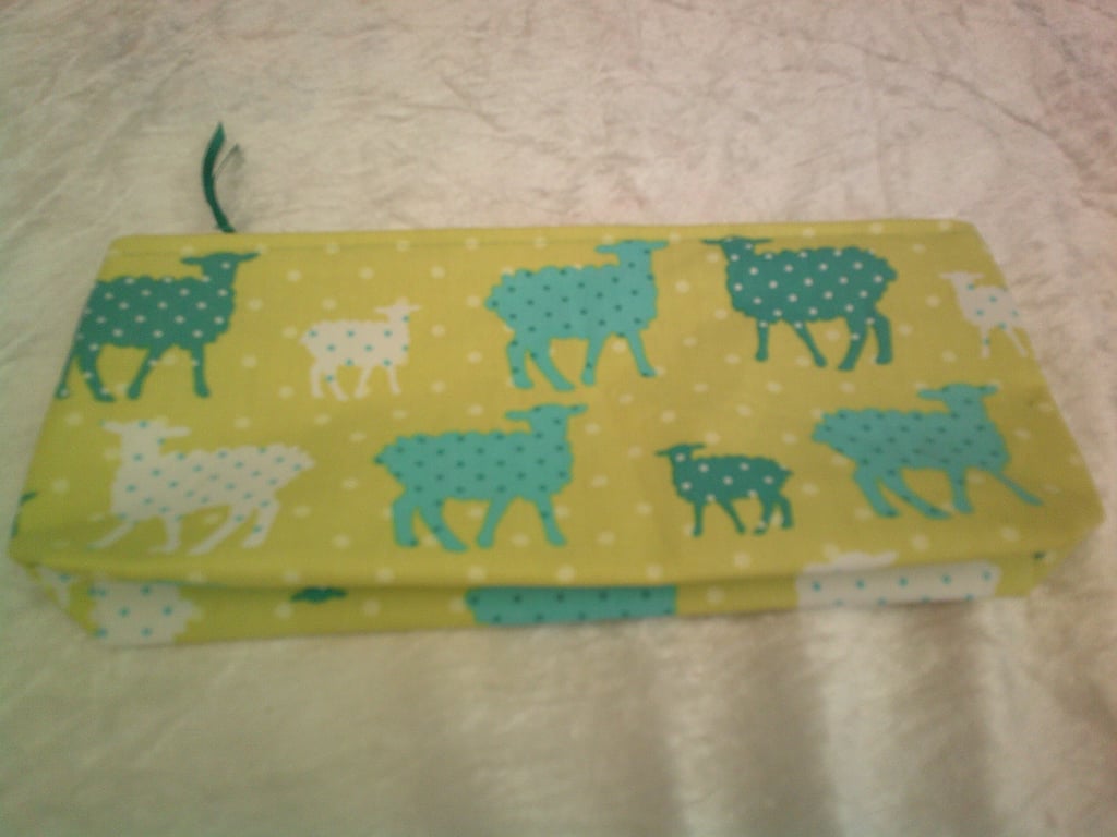 Green and Turquoise Sheep on a  Pale Green Background Pencil Case