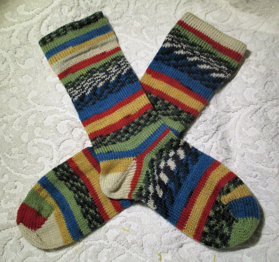 Handmade Wool Socks SIZE: 7-9 UK, 9-11 US, 39-42 EURO