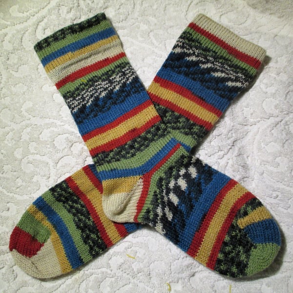 Handmade Wool Socks SIZE: 7-9 UK, 9-11 US, 39-42 EURO