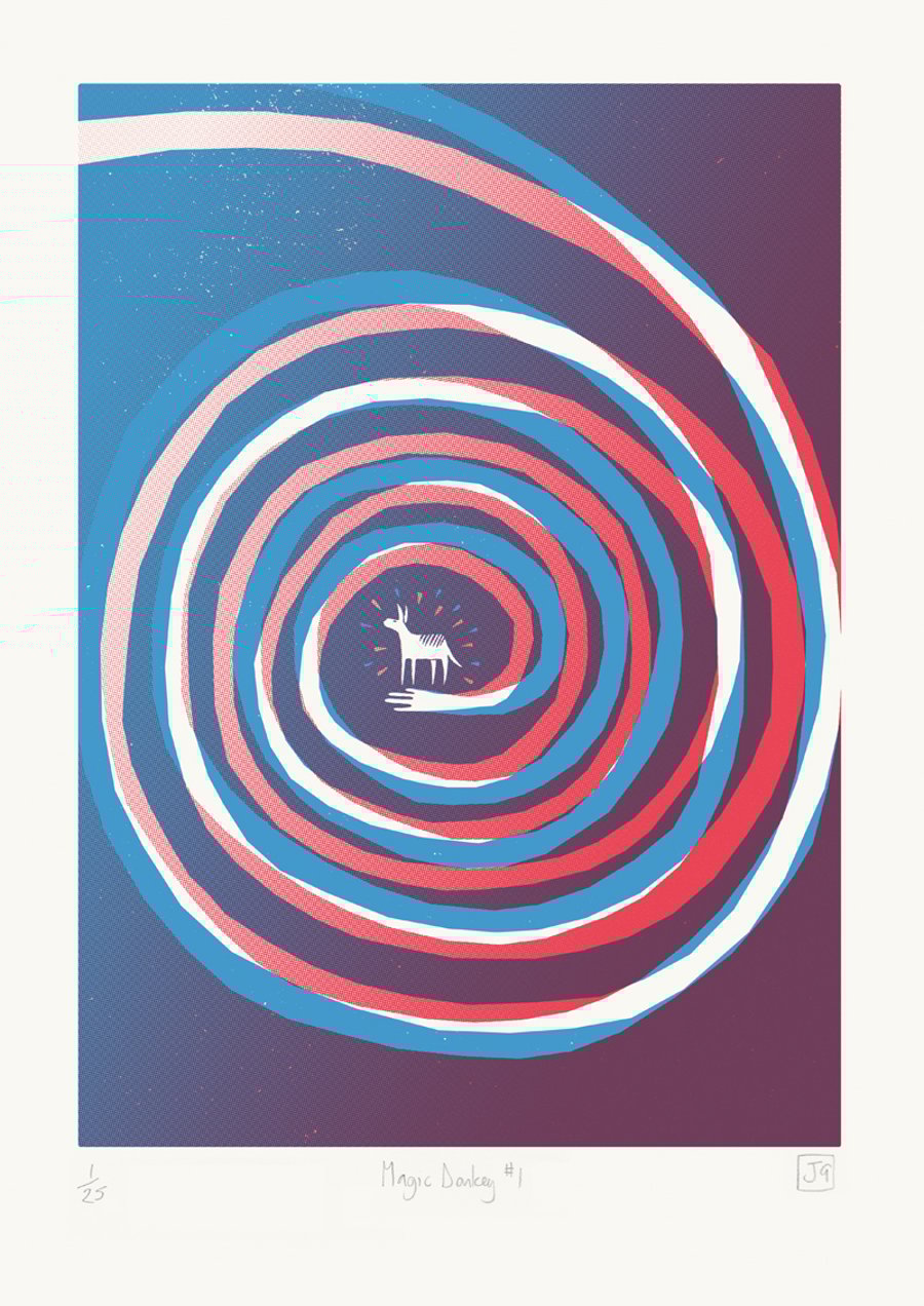 Magic Donkey No.1 A3 2-colour screen-print